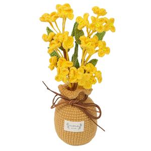 Fleurs au crochet faites à la main, bouquet de fleurs au crochet en forme de chèvrefeuille, cadeau de Saint-Valentin <span class=keywords><strong>pour</strong></span> la décoration intérieure - Product Image 5