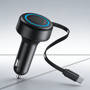 Cargador de Coche 2 en 1 con Pantalla LED Digital, Adaptador Rápido Tipo C PD, Retráctil, para iPhone 17, 16, Samsung S25, Novedad 2026 - Product Image 1