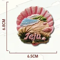 Aimant de réfrigérateur 3D en résine de l'île de Jeju, Corée, souvenir touristique de plage côtière avec coquillages, cadeau décoratif artisanal et objet de collection