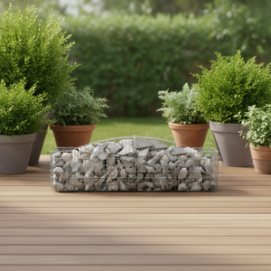 ตะกร้ากาเบียนชุด 4 ใบ ทำจากลวดเหล็กชุบสังกะสีสีเงิน รูปทรงสี่เหลี่ยมผืนผ้า สำหรับเก็บของในโรงรถ สไตล์อินดัสเทรียล - Product Image 2