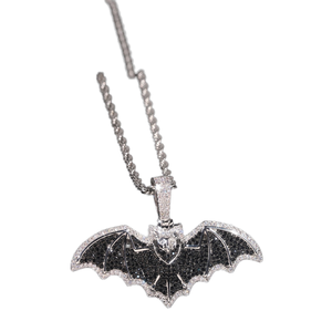 Colgante de Murciélago con Moissanita Negra D VVS, Plata de Ley 925, Chapado en Plata, Estilo Hip Hop, Amuleto de Animal, Corte Brillante, Color y Logotipo Personalizables - Product Image 1