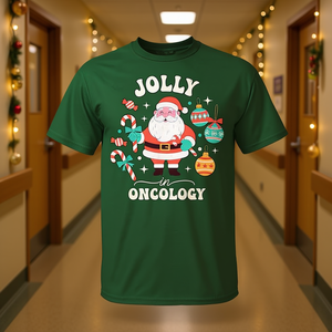 Camiseta navideña Jolly In Oncology para enfermeras de oncológica - Product Image 3