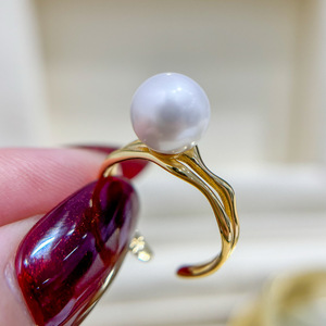 WENCHI S925 แหวนเงินพร้อมลูกปัดกลม 9-13 มม. DIY อุปกรณ์เสริมไข่มุกแฟชั่นเครื่องประดับขนาด 25 มม. รุ่น 11983 - Product Image 1