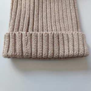 Bonnet en tricot côtelé en coton 100% doux pour l'hiver, personnalisé en usine, avec pompon, pour bébés, bonnet chaud pour nouveau-nés, couvre-chef au <span class=keywords><strong>crochet</strong></span> - Product Image 6