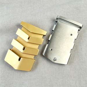 Hebilla de Cinturón Metálica Estilo Armadura Geométrica en Oro/Plata Cepillado, Hebilla Deslizante Resistente y Duradera para Cinturones Tácticos y Casuales para Hombre - Product Image 2