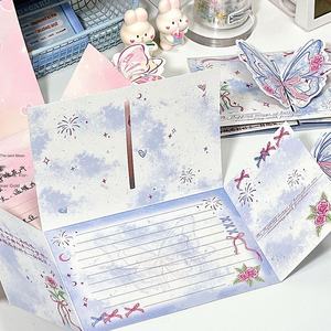 การ์ดอวยพรสเตอริโอรูปผีเสื้อดอกคามิเลียแบบพับได้ 3 มิติ ข้อความอวยพรสดใส กระดาษเคลือบอย่างดี ของขวัญวันเกิดสุดน่ารัก ส่งให้คนที่คุณรัก - Product Image 3