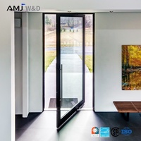 Porte pivotante résistante aux ouragans, à ouverture battante, en verre trempé et aluminium, pour villa