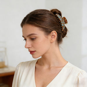 مشبك شعر فرنسي على شكل نصف قمر من حمض الخليك، أنيق بتصميم عتيق متدرج اللون، 11 سم، مشبك شعر عالي الجودة ذو طابع راقٍ - Product Image 2