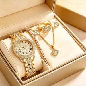 High Quality <b>Cheap</b> Round Pointer Women's Wrist Rhinestone 5-piece Set Silver Diamond Jewelry Women's Quartz Casual <b>Watch</b> - Product Image 3