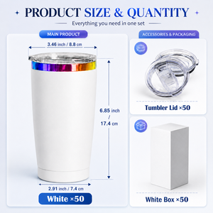 Paquete de 50 Vasos de Acero Inoxidable de Doble Pared de 20 oz con Tapa, Color Arcoíris, para Bodas y Fiestas, Grabado Láser, Envío desde Almacén en EE. UU. - Product Image 2