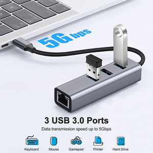 4 cổng <span class=keywords><strong>USB</strong></span> HUB 3.0 để Gigabit <span class=keywords><strong>Ethernet</strong></span> <span class=keywords><strong>OTG</strong></span> Adapter <span class=keywords><strong>USB</strong></span> C dữ liệu HUB cho MacBook iPad Pro Máy Tính Bảng Loại C HUB - Product Image 2