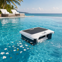 Robot nettoyeur de piscine solaire à filtre 80 mailles avec panier à débris amovible de 3 L et distributeur de chlore pour le nettoyage de la surface de la piscine