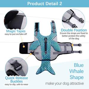 เสื้อชูชีพสำหรับสุนัขเสื้อชูชีพสำหรับสัตว์เลี้ยงทรงปลาวาฬสีน้ำเงินสะท้อนแสงขนาดปลาที่ช่วยชีวิตสุนัข - Product Image 6