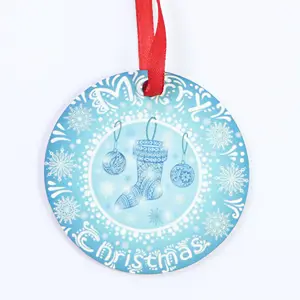 MDFSUB Sublimation Christmas Ornament eco-friendly 3 Inch Double Sided Round Circle Shaped Mdf Sublimation Blank Ornament