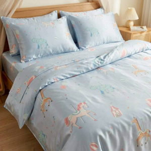 Kids TENCEL™ Lyocell Duvet Cover 150x200cm <b>Cute</b> Circus Animal Print Soft Breathable <b>Bedding</b> - Product Image 6