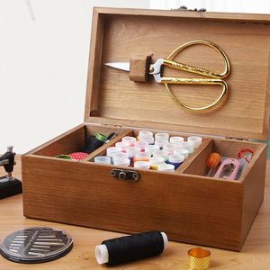 Wooden Hand Home <b>Sewing</b> Repair Tool Kit Wooden <b>Sewing</b> Kit <b>Box</b> for Adults with Home <b>Sewing</b> Basket Stitching Repair <b>Box</b> - Product Image 3