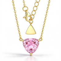 Collier pendentif solitaire géométrique en zircon taille trilène ZG Dainty, bijoux plaqués or avec pierre personnalisée