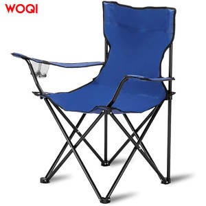Silla plegable para exteriores Woqi, color azul real, silla de playa portátil con reposabrazos y portavasos, silla plegable para acampar - Product Image 1