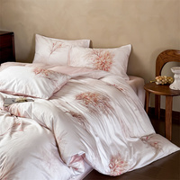 Ensemble de housse de couette 4 pièces en coton 100% ultra doux 300TC à motif floral, respirant et durable, pour un sommeil confortable