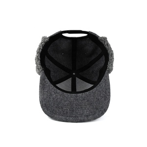 Vente en gros de chapeaux en laine personnalisés, chapeau plat Bill avec oreillettes, casquette Snapback à oreillettes - Product Image 5