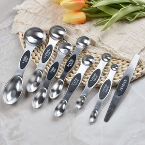 Hot Sale Double Head 430 Stainless Steel Cups 8 Pcs Custom Logo Magnetic <b>Measuring</b> Spoon Set - Product Image 4