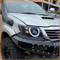 Pour Toyota Hilux 2008 2009 2010 2011 Phare de style Defender à projecteur Bi-LED double lentille avec anneau lumineux fumé et halo, mise à niveau du phare avant
