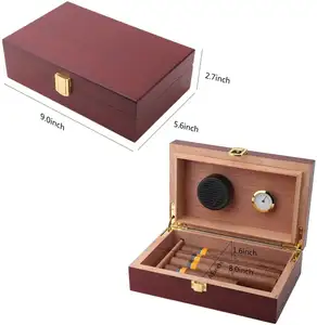 السيجار مرطب الأرز الإسباني يحمل 8-20 سيجار صندوق سطح المكتب مع مقياس الرطوبة ومرطب