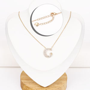 سم بالجملة تخصيص 18 قيراط مطلية بالذهب طوق فاخر من الزركون قلادة بحروف سلاسل الهيب هوب قلادة أولية للنساء - Product Image 4