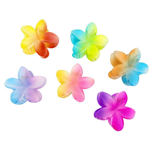 Fermaglio per capelli a forma di fiore di frangipani color gelatina satinata, 8 cm - Product Image 2