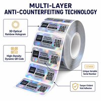 Étiquettes de sécurité holographiques personnalisées en rouleau, anti-effraction, avec code QR, autocollant laser 3D, étanche, anti-contrefaçon