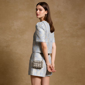 Conjunto de Dos Piezas Personalizado con Jacquard Floral <span class=keywords><strong>para</strong></span> Mujer, Traje <span class=keywords><strong>para</strong></span> Fiestas de Té - Product Image 2