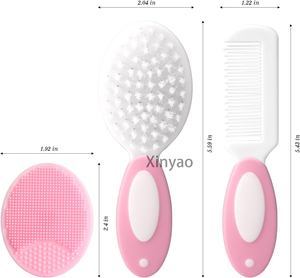Brosse à cheveux à poils souples avec logo personnalisé Brosse à cheveux durable sans BPA pour bébés nouveau-nés tout-petits Berceau Cap bébé Registre cadeau - Product Image 2