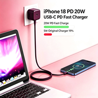 Chargeur rapide USB-C universel PD 20W, adaptateur pliable avec prise UK, résistant au feu, pour téléphone, écouteurs, appareil photo