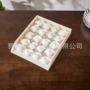 Dumpling Tray Wooden Rectangle Stackable Home Use <b>Freezer</b> Storage Box - Product Image 3