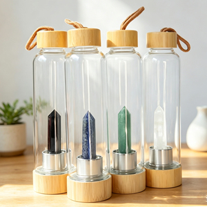 Bouteille d'eau en acier inoxydable avec revêtement en bambou, artisanat en <span class=keywords><strong>cristal</strong></span> en gros, logo personnalisé, possibilité <span class=keywords><strong>de</strong></span> production d'impression <span class=keywords><strong>de</strong></span> logo - Product Image 2