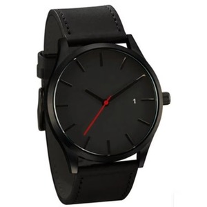 Montre à quartz classique et simple pour homme avec fonction calendrier, aiguille des secondes rouge, bracelet en cuir marron, style décontracté et professionnel, vente en gros - Product Image 4