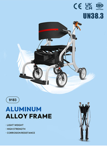 Easy Folding Aluminum Alloy <strong>Walker</strong> <strong>Rollator</strong> for Elderly-Multi-functional Four-wheel Shopping Rehabilitation Therapy Supplies - Product Image 2