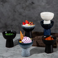 Tasses à glace, coupes à sundae et coupes à yaourt en céramique de style japonais, sur pied, compatibles micro-ondes, luxe léger et vintage