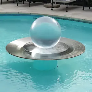 Bringfine fonte de água acrílica plataforma, esfera de aço inoxidável para jardim