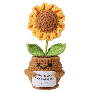 Handmade Positive Sunflower Doll Crochet with Card Holiday Birthday <strong>Present</strong> Idea Knitted Decor <strong>Mum</strong> Gift From Daughter, Son, Kid - Product Image 4