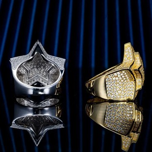 VVS Clarity Cut Moissanite 925 Silver Hip Hop Iced Star <b>Ring</b> Customized Real 14K Gold Diamond Party <b>Ring</b> for <b>Men</b> - Product Image 3