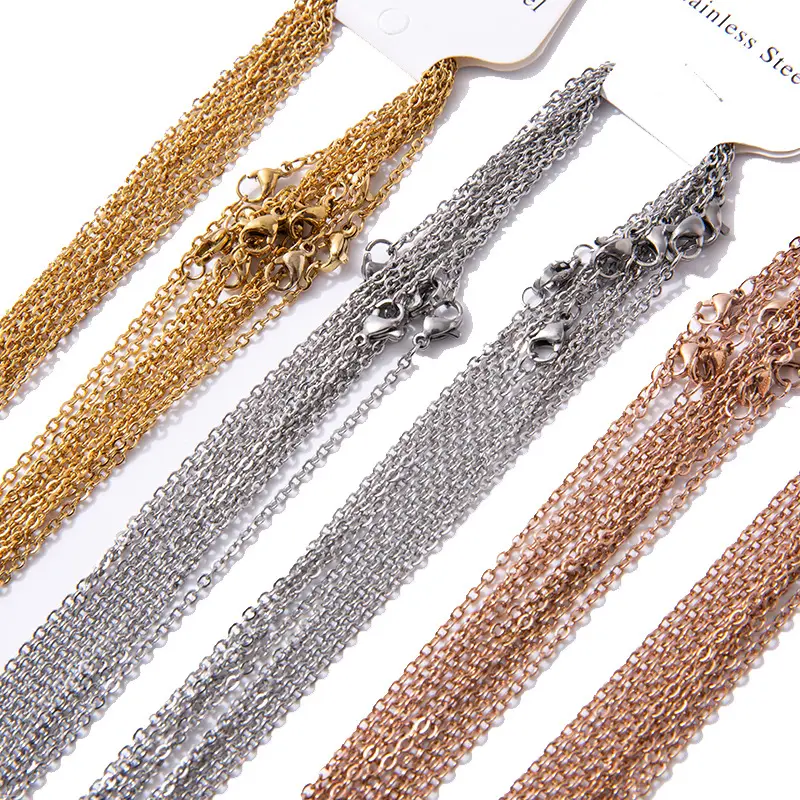 Vente en gros de chaînes de colliers en forme de O Accessoires de fabrication de bijoux DIY Chaînes en acier inoxydable plaqué or pour les résultats de bijoux