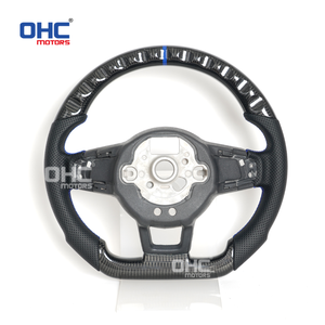 Entrepôt des États-Unis Volant en fibre de carbone véritable pour Volkswagen Vw <span class=keywords><strong>Golf</strong></span> <span class=keywords><strong>7</strong></span> R Mk7 <span class=keywords><strong>Gti</strong></span> Point <span class=keywords><strong>rouge</strong></span> ou bleu et bande supérieure - Product Image 6