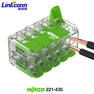 Connecteurs rapides Wagos 221-430 pour câblage, connecteur de borne 4 mm avec certification ROHS, connecteur de fil à enfoncement 10 pôles 600V 20A - Product Image 1