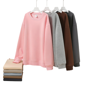 เสื้อสเวตเชิ้ตผู้ชายผ้าฝ้ายออร์แกนิค 100% สำหรับฤดูใบไม้ผลิ แบบถัก น้ำหนักมาก คอกลม ทรงโอเวอร์ไซส์ สีพื้น ขายส่ง - Product Image 1