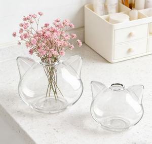 Nouvelle Tendance : Terrarium en Verre Soufflé à la Main en Forme de Chat, Transparent, Personnalisable – Vase et Support pour Plantes OEM pour Arrangements Floraux - Product Image 2