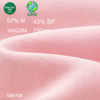 Tissu en nylon recyclé certifié GRS, super élastique, 43% élasthanne, 180 GSM, 150 cm, jersey brossé pour sous-vêtements et lingerie sculptants