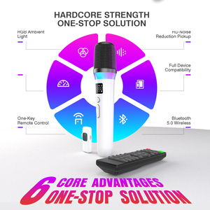 Micrófono con Tarjeta de Sonido para Estudio de Grabación, Micrófono Portátil con Tarjeta de Sonido para Transmisión en Vivo, Juegos, <span class=keywords><strong>Karaoke</strong></span>, Micrófono de Mano RGB - Product Image 3