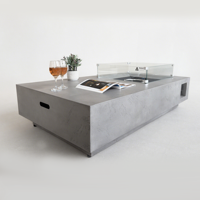Table de foyer au gaz rectangulaire élégante en acier avec foyer au propane écologique de 70 000 BTU pour une utilisation en intérieur/extérieur