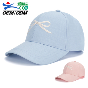หมวกกีฬาผ้าฝ้าย 6 แผง แฟชั่นเด็กฤดูร้อนใหม่  แบบ unisex ปักลายโบว์ได้ตามสั่ง  สำหรับกิจกรรมกลางแจ้ง ป้องกันแสงแดด ตกปลา - Product Image 1